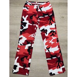 Vintage Navi Red White Camouflage Pants Size Medium Made In USA 27x29 Jeans